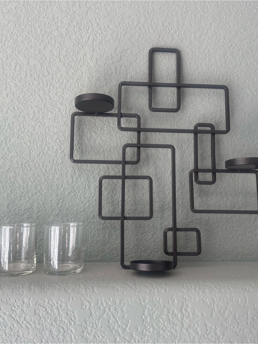 Geometric Black Metal Wall Candle Holder - Modern Home Wall Decor
